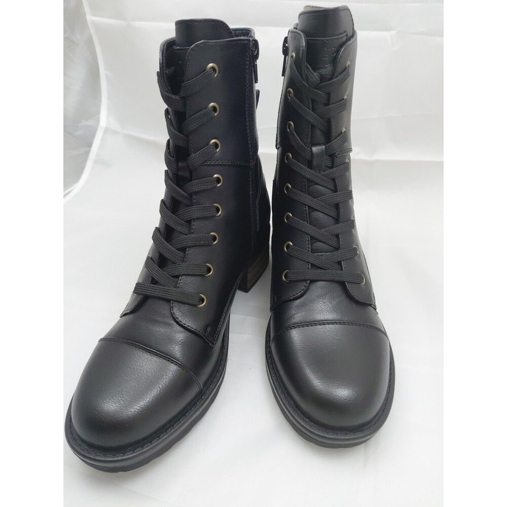 Indigo Rd Winter Boots Womens 7 M Irie Black Faux Leather & Fur Lace Up Zip